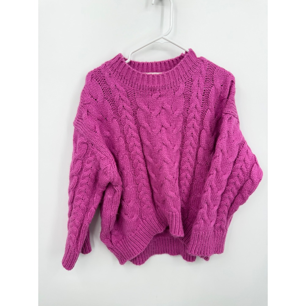 Goodnight Macaroon Cable Knit Sweater Womens S Pink Chunky Pullover